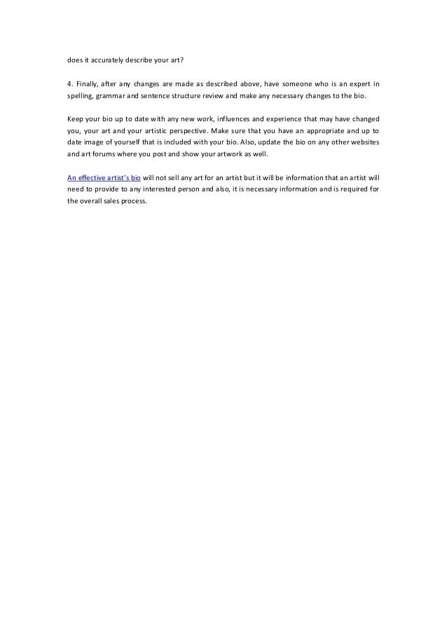50 word artist bio how to write an effective artist biography